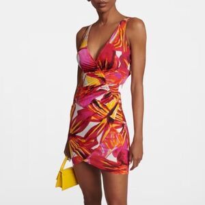 New LOUISA BALLOU -Summer Solstice Printed Mini Dress XS Color Knights Tour